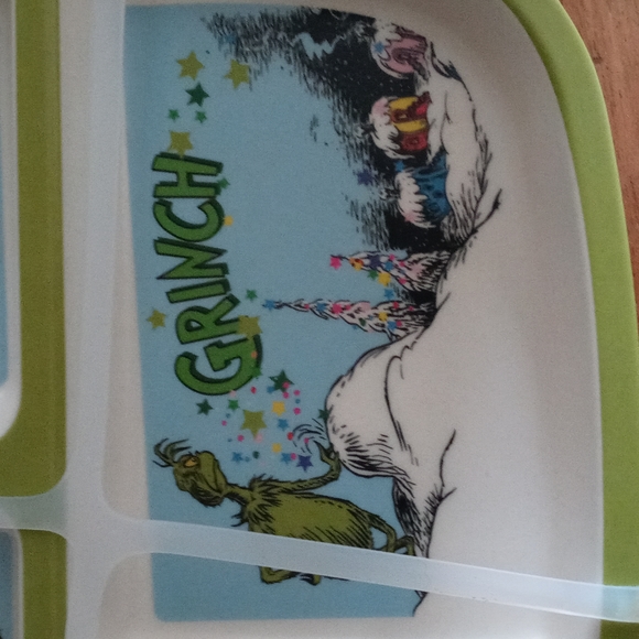 dr seuss Holiday Grinch Bamboo Divided Plate Poshmark